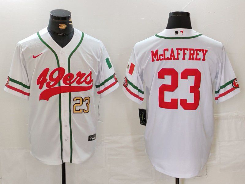 Men San Francisco 49ers #23 Mccaffrey White Joint Name 2024 Nike Limited NFL Jersey style 2->san francisco 49ers->NFL Jersey